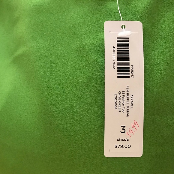 🍀 CHICO Chive Green Blouse - NWT - Picture 5 of 7